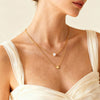 Wholesale 18K Goldplated Stainless Steel Geometric Star Shell Bead Design Doublelayer Necklace For Women