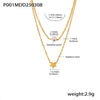 Wholesale 18K Goldplated Stainless Steel Geometric Star Shell Bead Design Doublelayer Necklace For Women