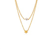 Wholesale 18K Goldplated Stainless Steel Geometric Star Shell Bead Design Doublelayer Necklace For Women