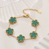Wholesale 18K Goldplated Stainless Steel Minimalist Leaf Pattern Clover Bracelet For Women