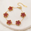 Wholesale 18K Goldplated Stainless Steel Minimalist Leaf Pattern Clover Bracelet For Women