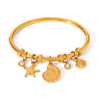 Wholesale 18K Goldplated Stainless Steel Starfish Conch Scallop Cross Electroplated Ocean Breeze Minimalist Ins Style Ring Bracelet Jewelry Accessories
