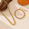 Wholesale 18K Goldplated Titanium Steel O Word Chain Necklace And Bracelet Jewelry For Women