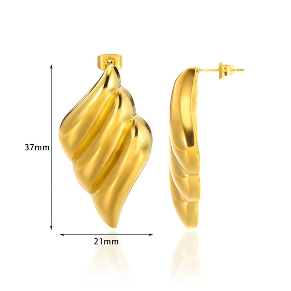Wholesale 18K Metal Electroplated Geometric Stainless Steel Water Drop And Round Hollow Earrings For Women