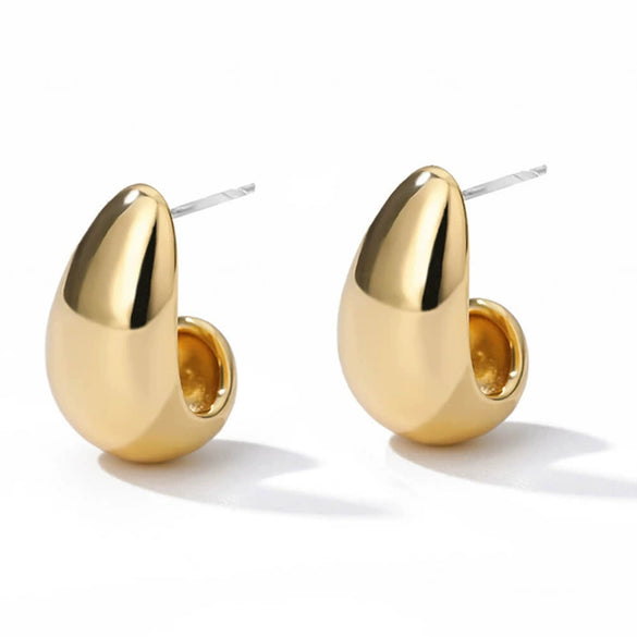 Wholesale 18K Metal Electroplated Geometric Stainless Steel Water Drop And Round Hollow Earrings For Women