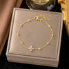 Wholesale 18K Real Gold Plated Geometric Titanium Steel Jewelry Necklace And Bracelet For Women Light Luxury Style