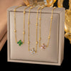 Wholesale 18K Real Gold Plated Geometric Titanium Steel Jewelry Necklace And Bracelet For Women Light Luxury Style