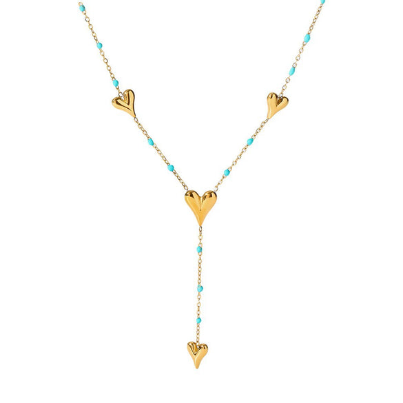 Wholesale 18K Real Gold Plated Stainless Steel Heart Shape Pendant Necklace For Women