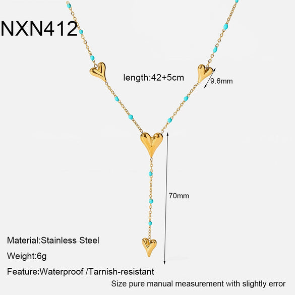 Wholesale 18K Real Gold Plated Stainless Steel Heart Shape Pendant Necklace For Women