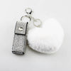 Wholesale Keychain Lipstick Case Hair Ball Pendant Artificial Leather Heart Shape Hot Drill Minimalist Style