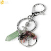 Wholesale Keychain Natural Crystal Green Fluorite Semiprecious Stone Tree Key Accessories