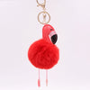 Wholesale Keychain Pu Leather Imitation Rex Rabbit Fur Flamingo Toucan Fur Ball Pendant
