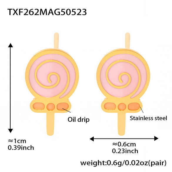 Wholesale Kids' Jewelry Ferris Wheel And Lollipop Design Stainless Steel Enamel Glaze And Titanium Steel Electroplated Necklace Bracelet Ring Earrings