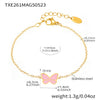 Wholesale Kids' Jewelry Set Ferris Wheel Cute Pink Butterfly Design Titanium Steel Stainless Steel Enamel Glaze Electroplated
