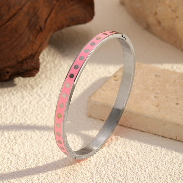 Wholesale Klein Blue Enamel Drip Oil Stainless Steel Bracelet Retro Style Jewelry