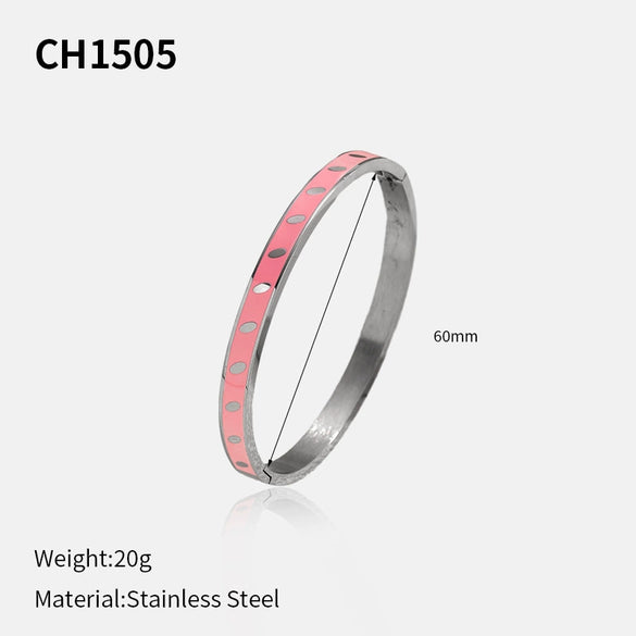 Wholesale Klein Blue Enamel Drip Oil Stainless Steel Bracelet Retro Style Jewelry