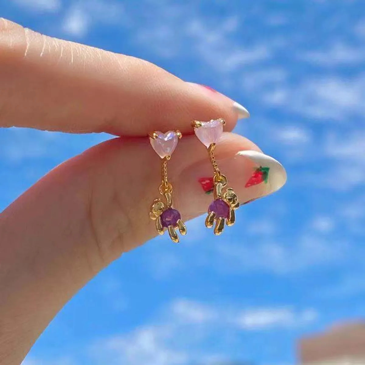 Wholesale Kolamic Earrings 18k Gold Jewelry Cute Bear Cloud Earrings Gooddiy