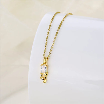 Wholesale Korean Style Christmas Tree Heart Shape Flower Stainless Steel Titanium Steel 18k Gold Plated Gold Plated Zircon Pendant Necklace