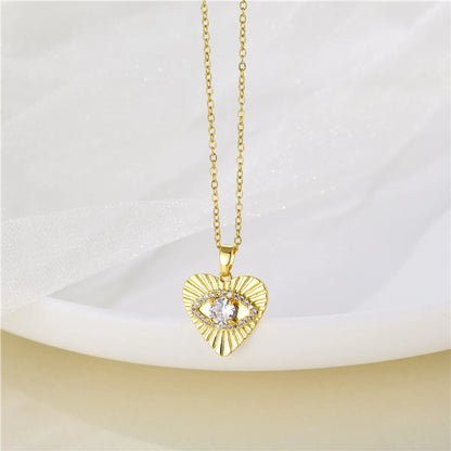 Wholesale Korean Style Christmas Tree Heart Shape Flower Stainless Steel Titanium Steel 18k Gold Plated Gold Plated Zircon Pendant Necklace