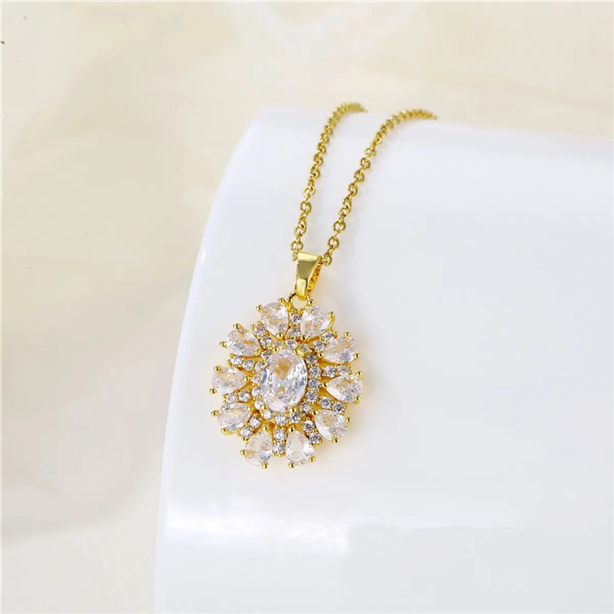 Wholesale Korean Style Christmas Tree Heart Shape Flower Stainless Steel Titanium Steel 18k Gold Plated Gold Plated Zircon Pendant Necklace