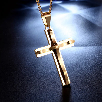 Wholesale Korean Style Cross Titanium Steel Pendant Necklace