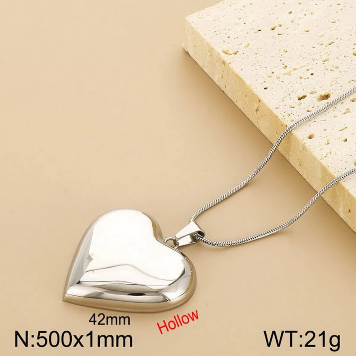 Wholesale Jewelry Korean Style Heart Shape Titanium Steel 18K Gold Plated Plating Pendant Necklace