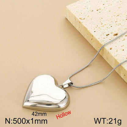 Wholesale Jewelry Korean Style Heart Shape Titanium Steel 18K Gold Plated Plating Pendant Necklace