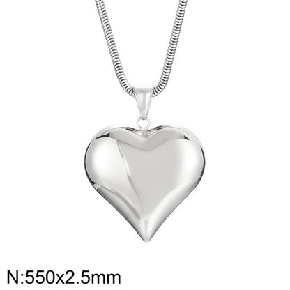 Wholesale Jewelry Korean Style Heart Shape Titanium Steel 18K Gold Plated Plating Pendant Necklace