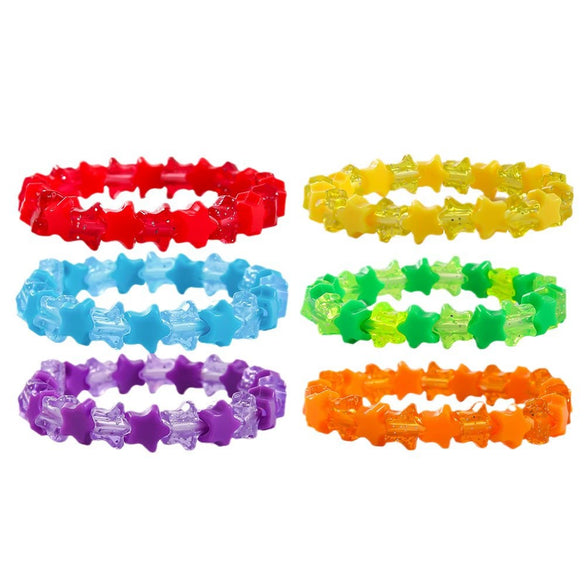 Wholesale Ladies Acrylic Geometric Fivepointed Star Handmade Elastic Multilayer Bracelet