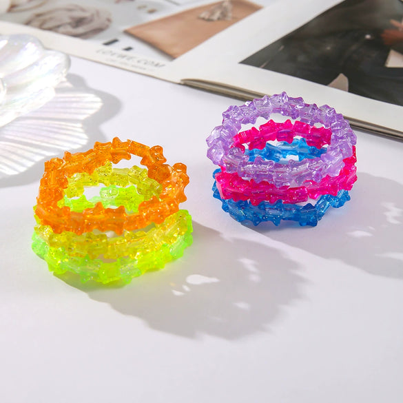 Wholesale Ladies Acrylic Geometric Fivepointed Star Handmade Elastic Multilayer Bracelet