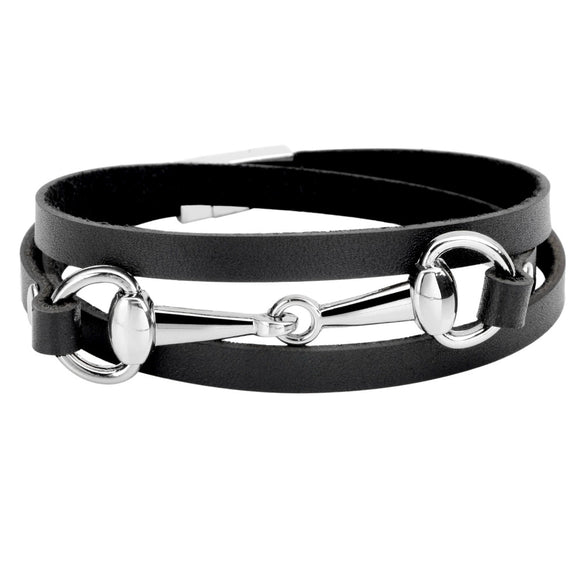Wholesale Ladies Alloy And Genuine Leather Bracelet With Three Circle Winding And Leaves Pattern Electroplated Fashion Style