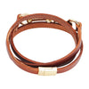 Wholesale Ladies Alloy And Genuine Leather Bracelet With Three Circle Winding And Leaves Pattern Electroplated Fashion Style
