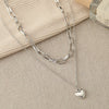 Wholesale Ladies Alloy Jewelry Cold Retro Love Heart Double Necklace With Electroplating