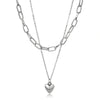 Wholesale Ladies Alloy Jewelry Cold Retro Love Heart Double Necklace With Electroplating
