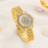 Wholesale Ladies Alloy Watch And Bracelet Set With Gypsophila Rhinestone And Round Dial Leisure Style
