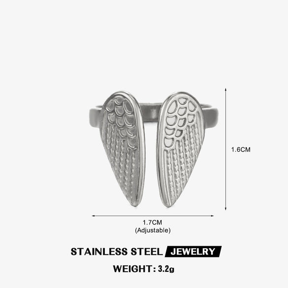 Wholesale Ladies Animal Style Stainless Steel Wing Open Ring Electroplated