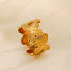 Wholesale Ladies Butterfly Opening Ring Titanium Steel 18K Gold Plated Animal Style