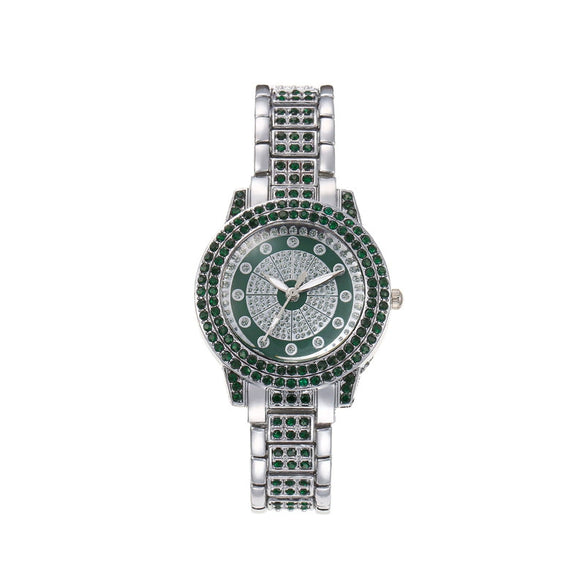 Wholesale Ladies Casual Alloy Watch With Round Dial And Rhinestone Gypsophila Design