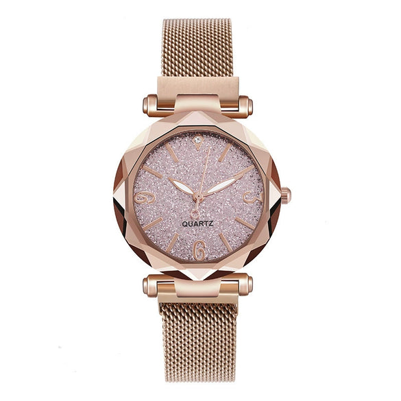 Wholesale Ladies Casual Quartz Watch With Alloy Case Fine Steel Strap And Round Dial Star Design
