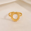 Wholesale Ladies Cool Wind Opening Adjustable Colorfast Stainless Steel Sunflower Ring With Geometric Pattern And Electroplating