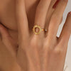 Wholesale Ladies Cool Wind Opening Adjustable Colorfast Stainless Steel Sunflower Ring With Geometric Pattern And Electroplating