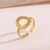 Wholesale Ladies Cool Wind Opening Adjustable Colorfast Stainless Steel Sunflower Ring With Geometric Pattern And Electroplating