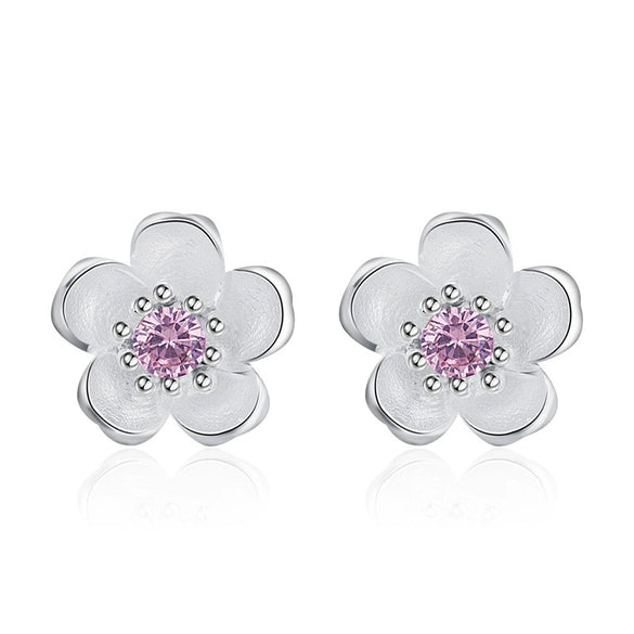 Wholesale Ladies Copper Earrings With Micro Inlaid Zircon Geometric Pattern Electroplating Treatment Plants And Flowers Style