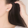 Wholesale Ladies Copper Earrings With Micro Inlaid Zircon Geometric Pattern Electroplating Treatment Plants And Flowers Style