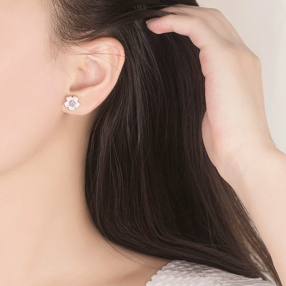 Wholesale Ladies Copper Earrings With Micro Inlaid Zircon Geometric Pattern Electroplating Treatment Plants And Flowers Style