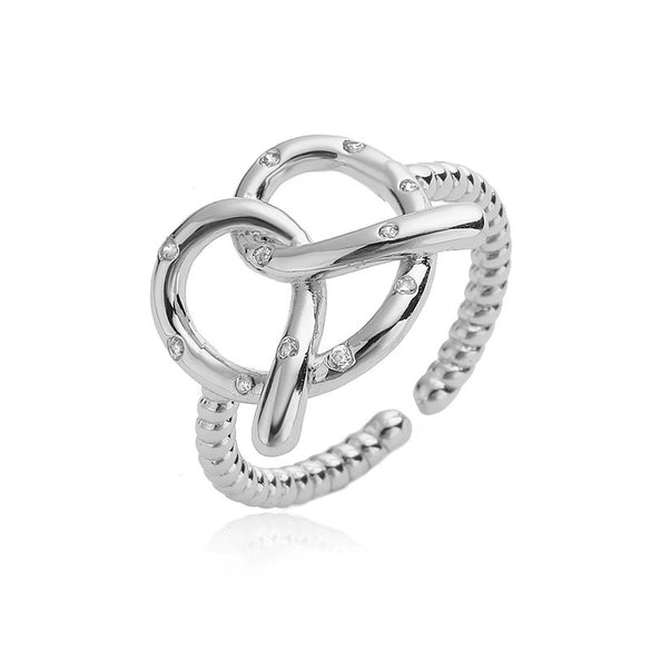 Wholesale Ladies Copper Heart Shaped Geometric Style Zirconia Ring