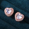 Wholesale Ladies Copper Heartshaped Zircon Roseplated Gold Earrings