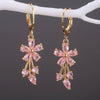 Wholesale Ladies Copper Inlaid Zircon Flower Earrings