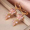 Wholesale Ladies Copper Inlaid Zircon Flower Earrings