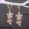 Wholesale Ladies Copper Inlaid Zircon Flower Earrings